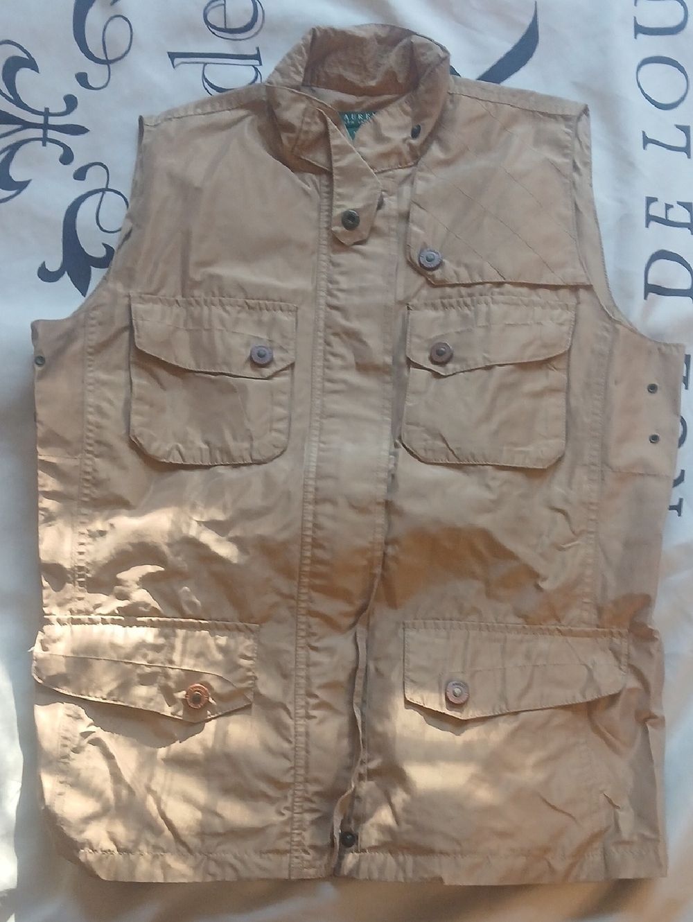 Lauren Ralph Lauren Tan Button-Front Utility Vest